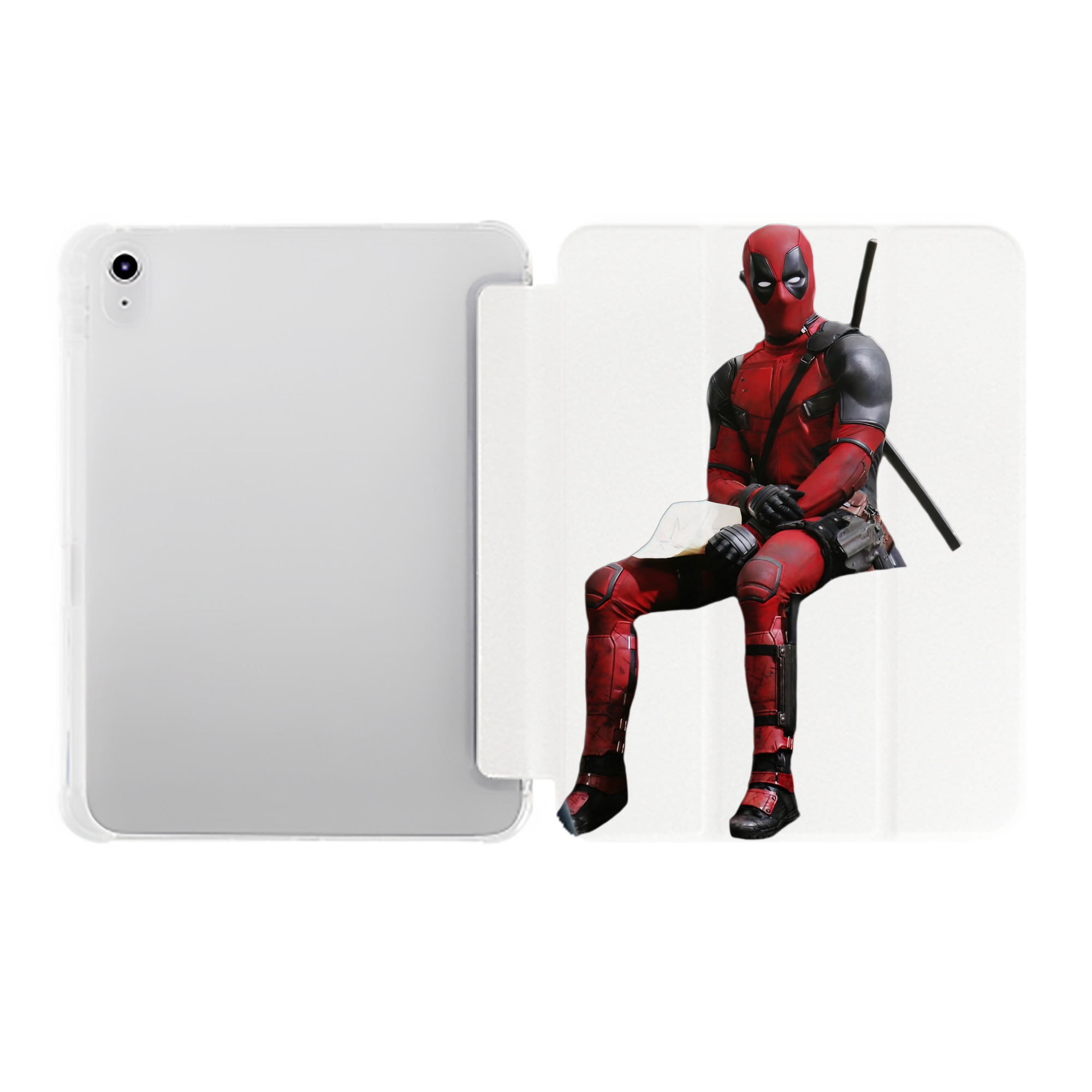 （画像用） Deadpool デッドプール IPad ケース ペン収納付き 三つ折りスタンド PUレザー×シリコン 対応機種9.5/10.5/10.9インチ